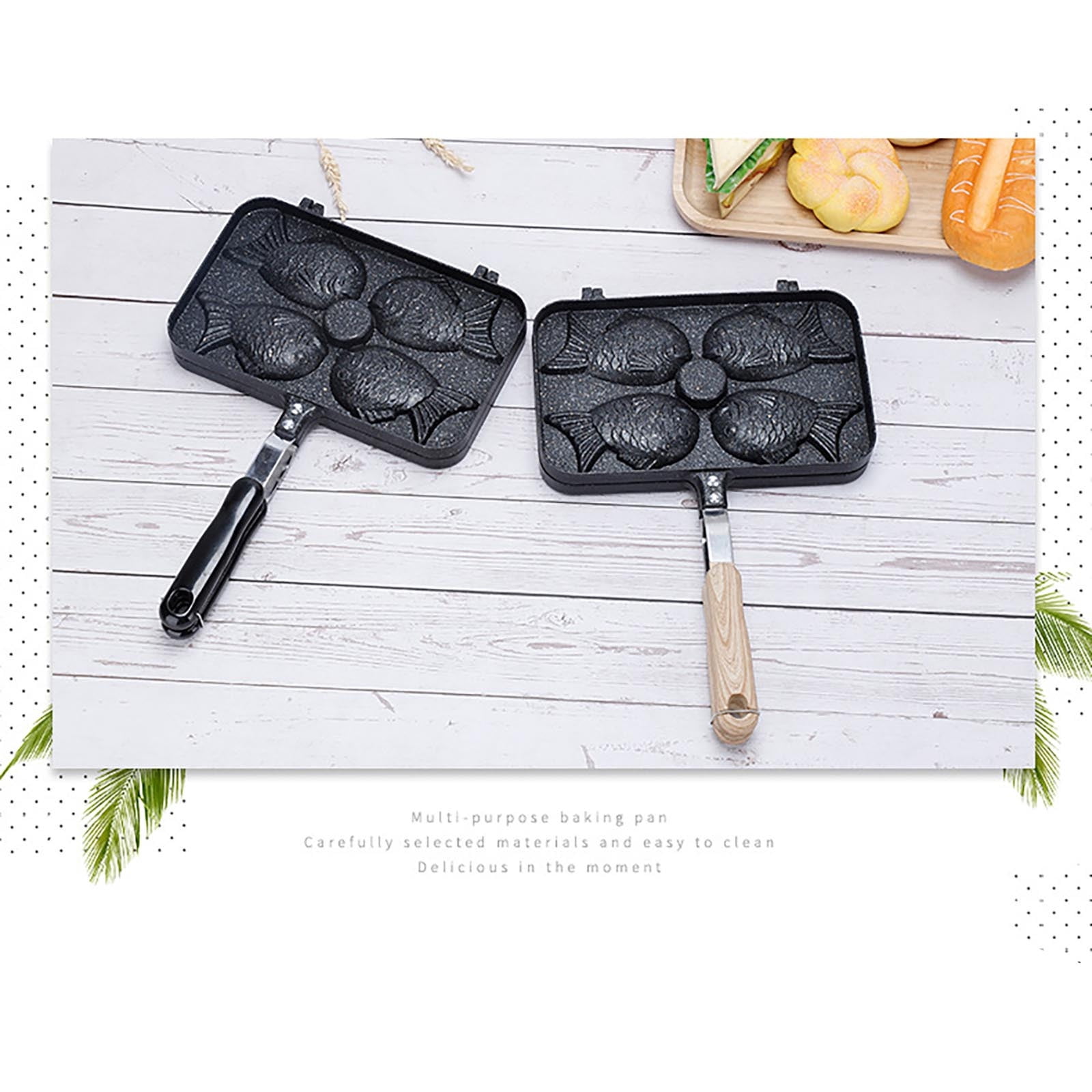 Qholemyo Aluminum Four Fish Shaped Non Stick Double Sided Sea Frying Pan Portable Outdoor Baking Tools Baking Items
