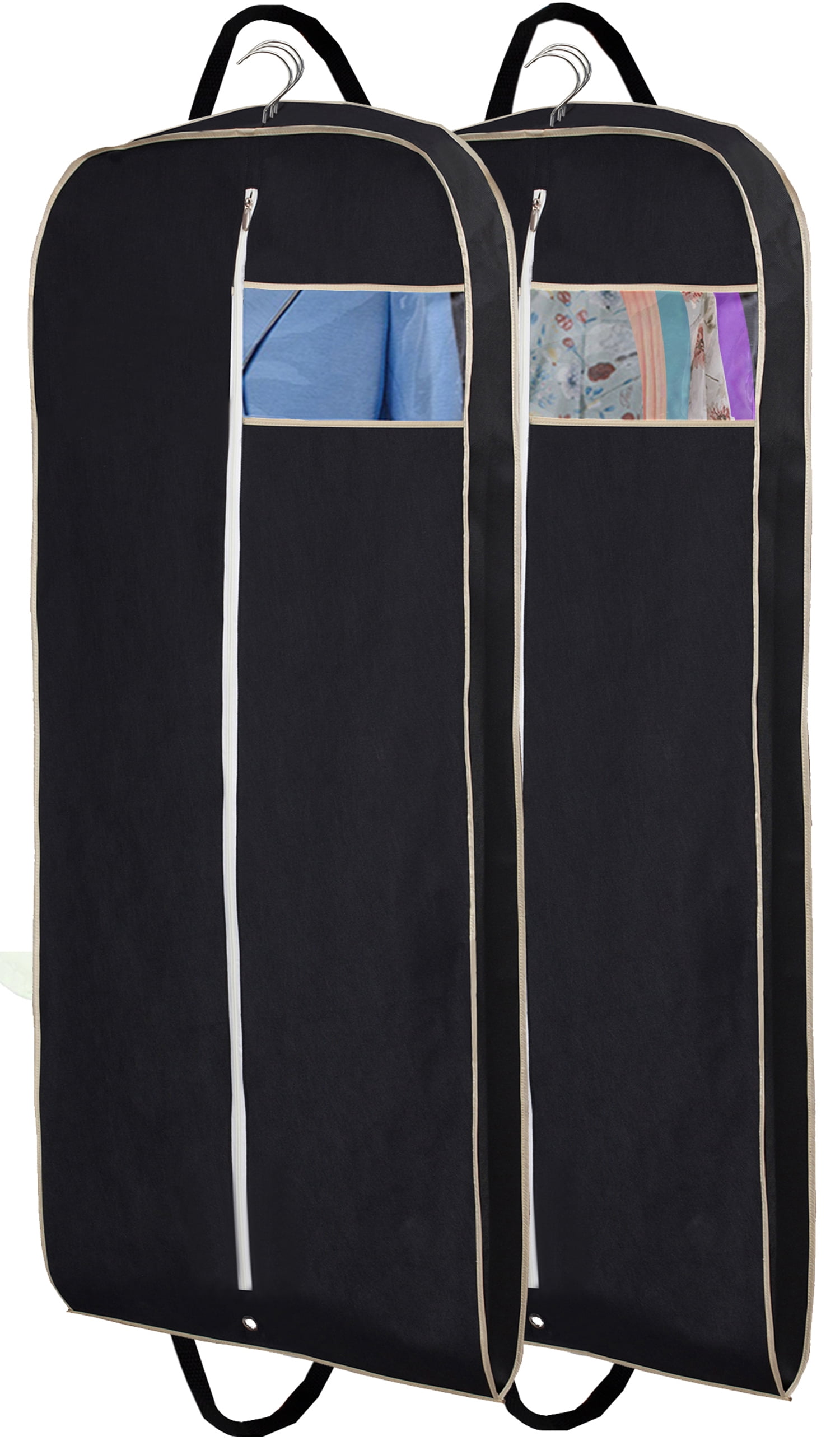 MISSLO Breathable 54' Hanging Garment Bags for Storage Suit, Dress, Coat, Clothes Protector for Closet, Travel  - Black - 2 Pack