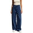 thumbnail image 2 of BRELIL Women's High Waisted Wide Leg Flowy Jeans with Pockets Casual Loose Streetwear Long Pants Travel Summer Fall Outfits, Dark Blue XS, 2 of 6