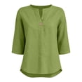 thumbnail image 4 of Blouses for Women Button Front Linen Style Loose Fit Three Season Daily Casual Short Sleeve Top Womens Tops, 4 of 6