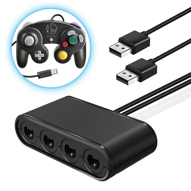 Adaptador de controlador GC 3 en 1 para Nintendo Switch, Wii U y PC. Convertidor de 4 puertos para controlador GameCube.