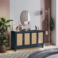 thumbnail image 4 of Softly Lacquer Finishes Accent Storage Cabinet Sideboard Wooden Cabinet with Antique Deep Blue 4Doors for Hallway, Entryway, Living Room, Bedroom 83482, 4 of 9