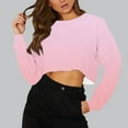 thumbnail image 2 of hotojiny Fall Fashion Women Crew Neck Crop Tops Long Sleeve Lightweigh Tee Shirt Loose Cropped Sweatshirts, 2 of 4