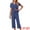 Navy, variant on DARING DIVA Capri Pajamas Set Button Up Sleepwear V Neck 2 Piece Pjs XS Black