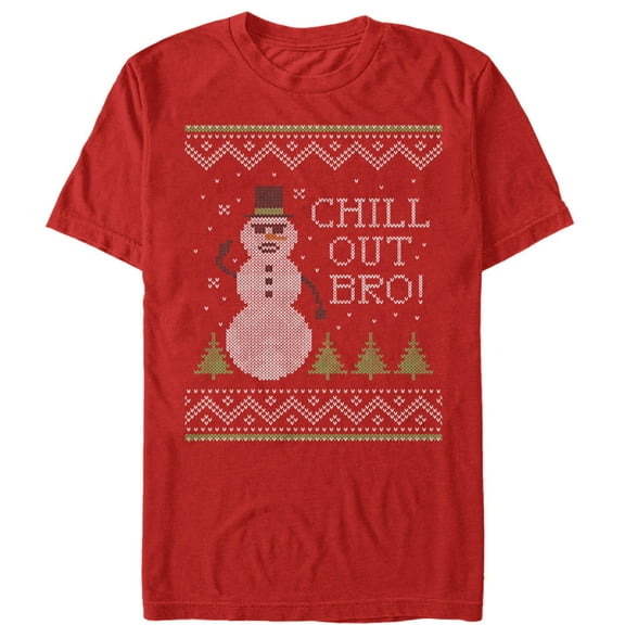 Men's Lost Gods Ugly Christmas Chill Out Snowman Graphic Tee Red Medium