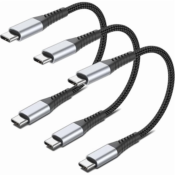 Quyaojz 6 inch USB C to USB C Cable, 0.5ft 3-Pack Short USB Type C Charger Cable PD Fast Charging Braided Type C to Type C Cord 60W for Samsung Galaxy S234 S23, Moto G8, Google Pixel, iPhone 15 16