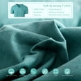 thumbnail image 4 of PURE ERA 3pc Duvet Cover Set Jersey Knit T-Shirt Cotton Super Soft 100% Cotton Bedding Set (Solid Teal Green, Queen), 4 of 5