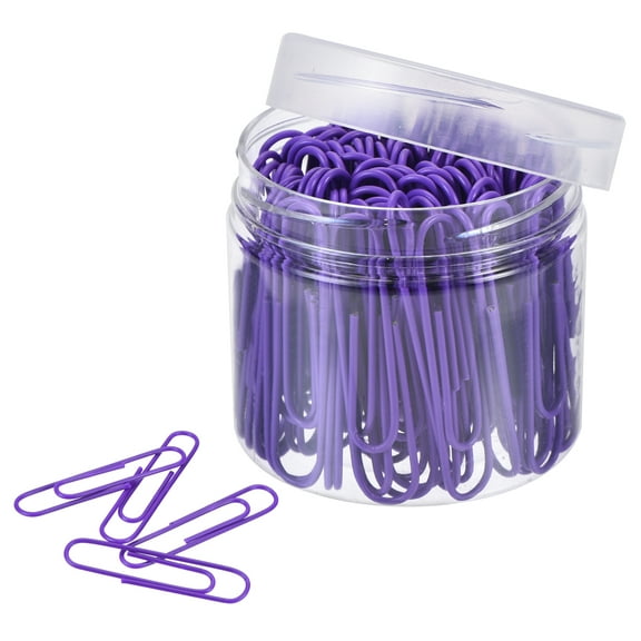 Uxcell Paper Clips 2 Inch Vinyl Coated with Box for Office Home Purple Count 100