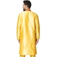 thumbnail image 6 of SKAVIJ Men's Tunic Art Silk Long Shirt Embroidered Casual Kurta X-Large Gold, 6 of 6