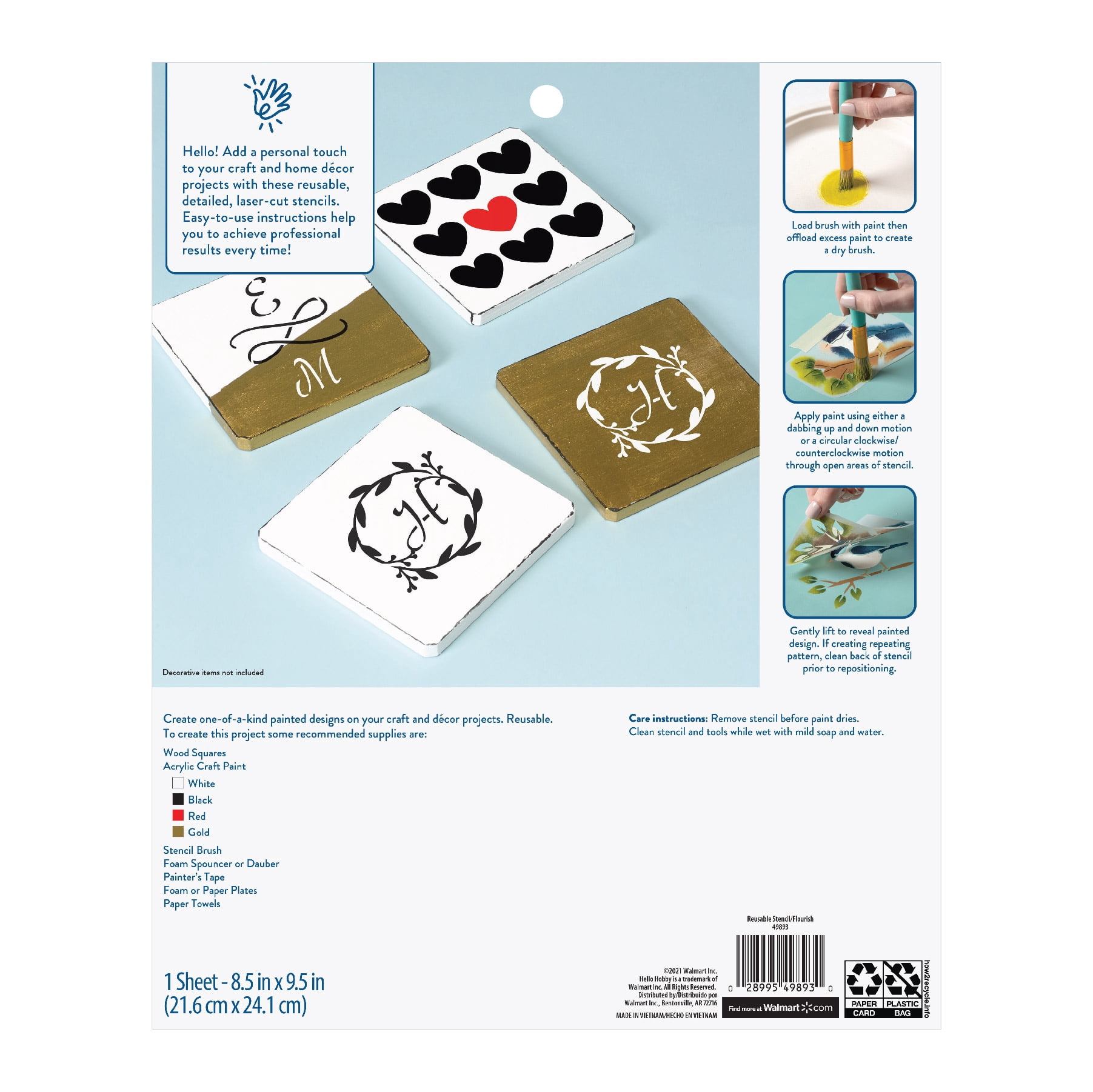 Hello Hobby Stencil Set, 8.5" x 9.5", 1 Piece, Flourish
