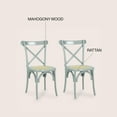 thumbnail image 4 of Cassis Classic Traditional X-Back Wood Rattan Dining Chair, Gray/Natural (Set of 2), 4 of 9