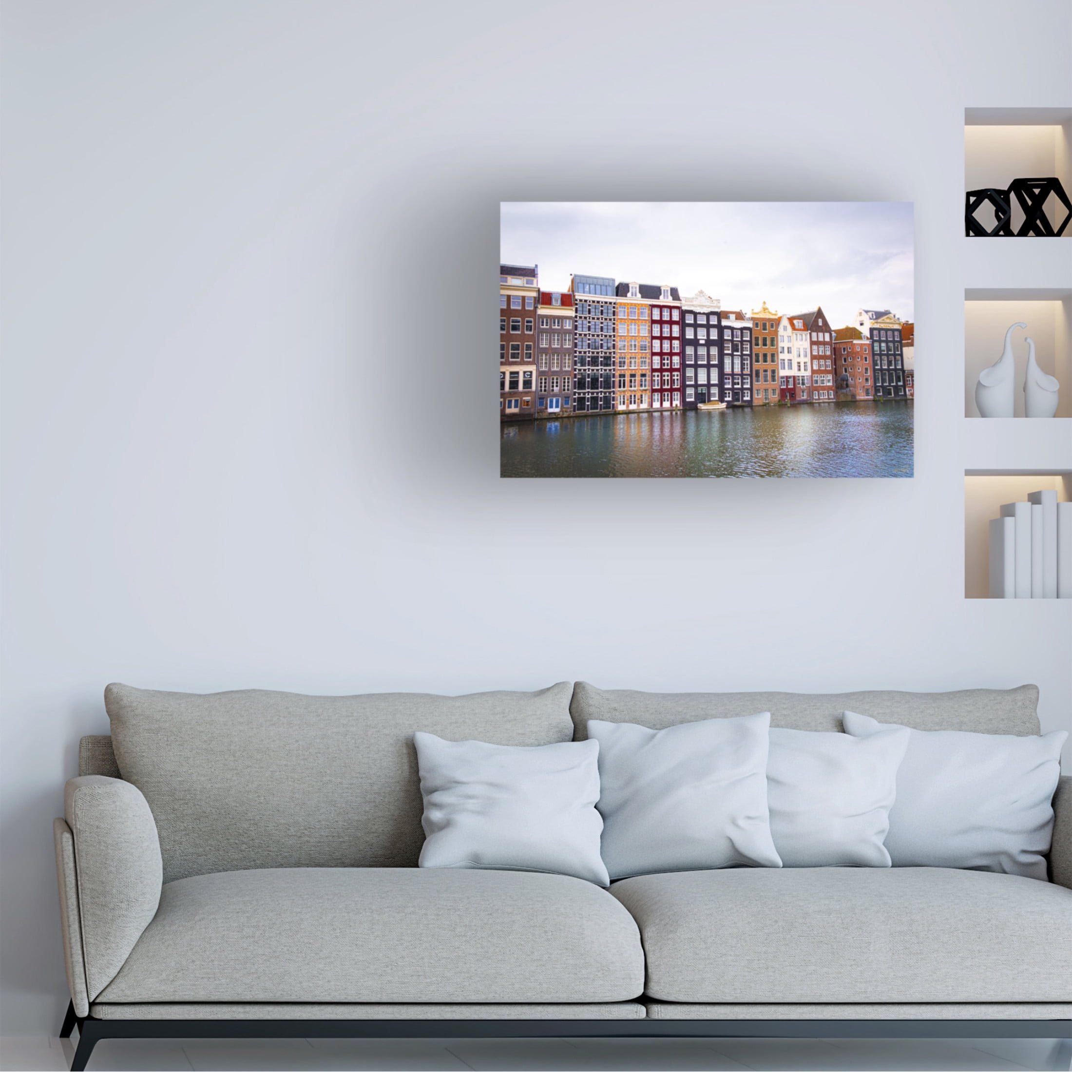 Canvas Wall Art - Life BeautifuLEE 'Amsterdam Water Houses' Wall Art for Living Room, Bedroom, or Office Décor by Trademark Fine Art - 24 x 16 Inches
