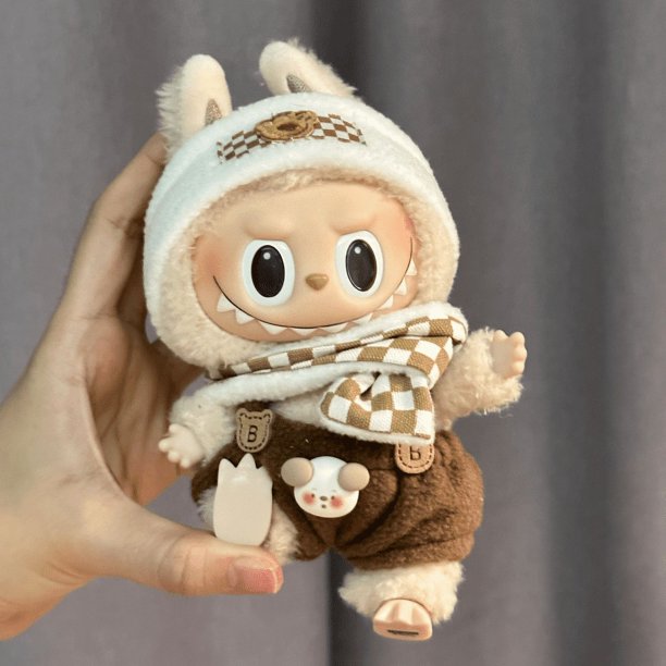 Recién llegado, serie original The Monsters Labubu de 17 cm, sombrero, bufanda, ropa, trajes, solo ropa, muñeca Kawaii, lindo juguete, regalo de cumpleaños