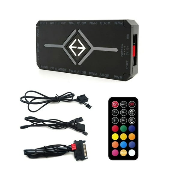 ARGB PWM Controller Wireless Remote Fan Hub PWM ARGB Controller Hub Adapter Computer PC Case Case Radiator