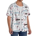 thumbnail image 2 of Xecao Dachshund Dog Puppy Pattern Men's Short-Sleeve Cuban Collar Button-Down Shirt with Chest Pocket Lightweight Tropical Vacation Shirt-X-Large, 2 of 5