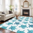 thumbnail image 3 of Coastal Sea Turtle Area Rugs Collection 6'x9', Nautical Turquoise Ocean Creatures Non Slip Indoor Rectangle Throw Runner Rug Floor Mat Carpet for Living Room Dining Table Bedroom Nursery, 3 of 9