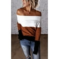thumbnail image 2 of Pulls Femmes Robe Oversize Manches Longues Sexy hors Épaule Couleur Bloc Pull Pull Tops, 2 of 6