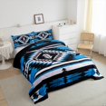 thumbnail image 3 of Homewish Rustic Westren Aztec Bedding Comforter Set,Retro Boho Tribal Twin Comforter Sets,Blue Black White Bedding Set For Men Women,Breathable Home Decor Reversible,2pcs, 3 of 8