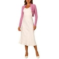 thumbnail image 2 of INSPIRE CHIC Women's Elegant Ruffle Collar Crop Cardigan Open Front Knitted Shrug Top XL Pink, 2 of 6