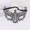 thumbnail image 2 of Máscara de mascarada con corte láser de metal para mujer, fiesta veneciana, media cara, máscara de diamante de metal negro, fiesta de bola de 17*12cm, 2 of 5