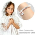 thumbnail image 3 of Girl's First Communion Gift, Angel Wings Heart Letter Pearl Bracelet, 3 of 6