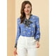 thumbnail image 3 of Blusa Vintage con Lazo Floral Bohemio Allegra K Azul oscuro S, 3 of 6