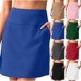 thumbnail image 2 of PADFRYBK Summer Skirts For Women Casual Skirts Elastic Waistband With Pockets Solid Color High Waisted Dress Casual Shorts Skirt, 2 of 5