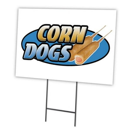 CORN DOGS 18"x24" Yard Sign & Stake | Advertise Your Business | Stake Included Image On Front Only | Made in The USA