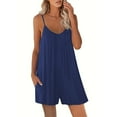 thumbnail image 4 of Womens Casual Sleeveless Adjustable Spaghetti Strap Jumpsuits Stretchy Baggy Shorts Romper with Pockets, 4 of 7