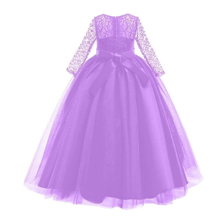 Dunacifa First Communion Dress for Girls Girls Flower Vintage Floral Lace 3/4 Sleeves Floor Length Dress Wedding Party Evening Formal Pegeant Dance