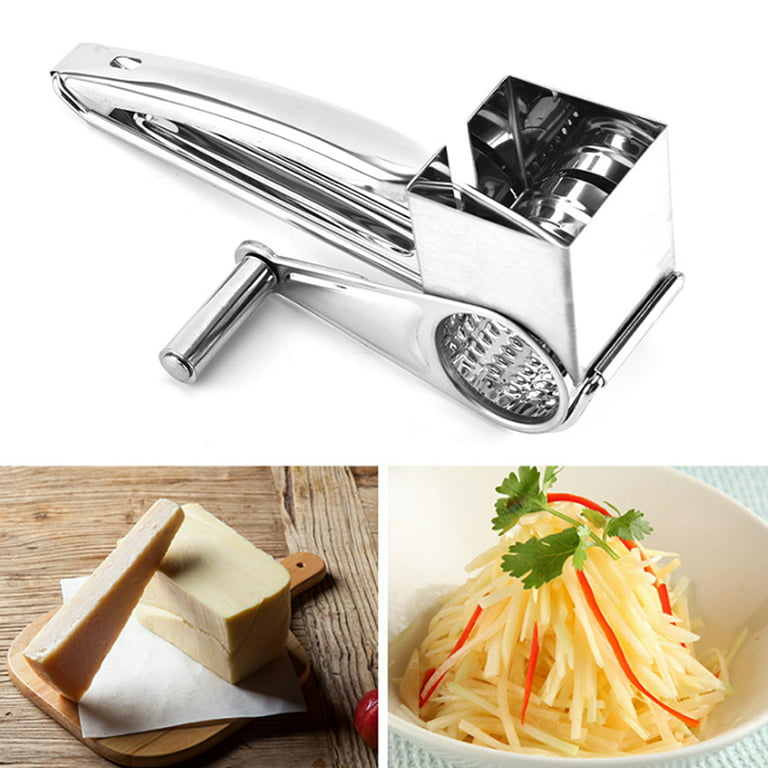  Cheese Grater, Stainless Steel Rotary Cheese Grater Hand Crank  Shredder Butter Cheese Grater Slice Shred Tool for Chocolate Vegetables  Fruits: Home & Kitchen
