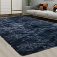 thumbnail image 2 of Assile Runner Rug 2 x 6 Ft Fluffy Faux Fur Rugs Super Soft Plush Carpet Non Slip Shaggy Living Room Floorcover Fuzzy，Tie Dyed Navy Blue, 2 of 5