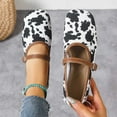 thumbnail image 2 of Xfvqtps Womens Cow Print Mary Jane Flats Buckle Strap Flat Shoes Casual Comfortable Fashion Slip on Shoes Black, 2 of 9