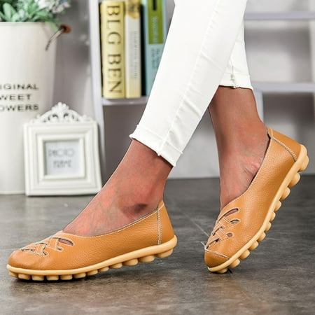

ERTUTUYI Slip On Women Comfort Walking Flat Loafers Casual Shoes Driving Loafers Walking Shoes For Women Brown 41