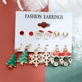 thumbnail image 3 of Deyuer 6Pairs/Set Christmas Earrings Festive Enamel Geometric Shiny Electroplating Decoration Jewelry Gifts Xmas Tree Elk Snowman Santa Claus Ear Studs Dangle Earrings, 3 of 8