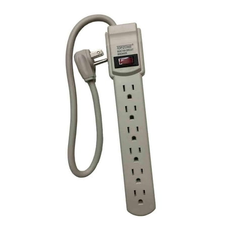 Cbi Breaker - Wideskall® 1 Feet 6 Outlets Built-in Safety Circuit Breaker Angle Plug AC Wall Power Strip UL Listed (Beige)