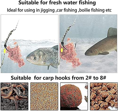 WLIKKS Carp Fishing Hair Rigs - 24 Pcs High Carbon Steel Curved Barbed Hooks with Swivels and Boilies