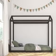 thumbnail image 2 of Max & Lily Twin Size Solid Wood House Bed Frame with Roof for Kids Bedroom Furniture, Clay, 2 of 8