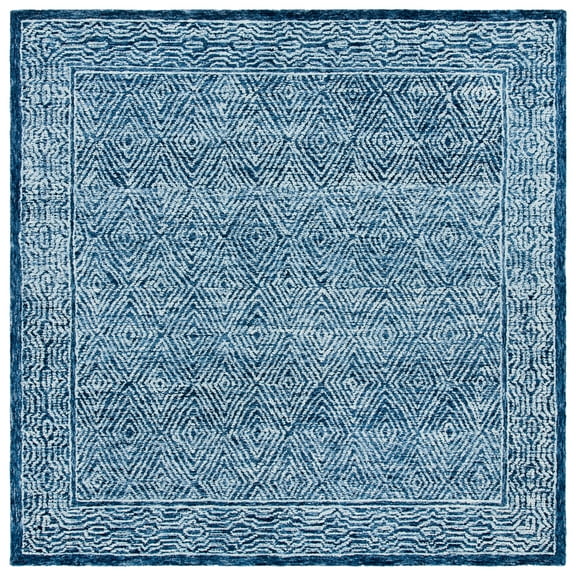 SAFAVIEH Capri Blair Diamond Wool Area Rug, Navy, 7' x 7' Square