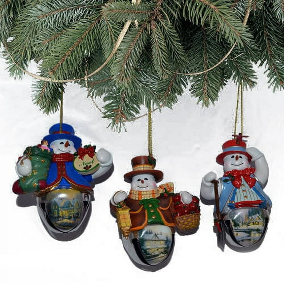 The Bradford Exchange Snow-Bell Holidays Ornament #5 Set of 3 by Thomas Kinkade 3.5-inches