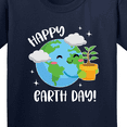 thumbnail image 4 of Inktastic Happy Earth Day Cute Smiling Planet Earth with Tree Youth T-Shirt, 4 of 5