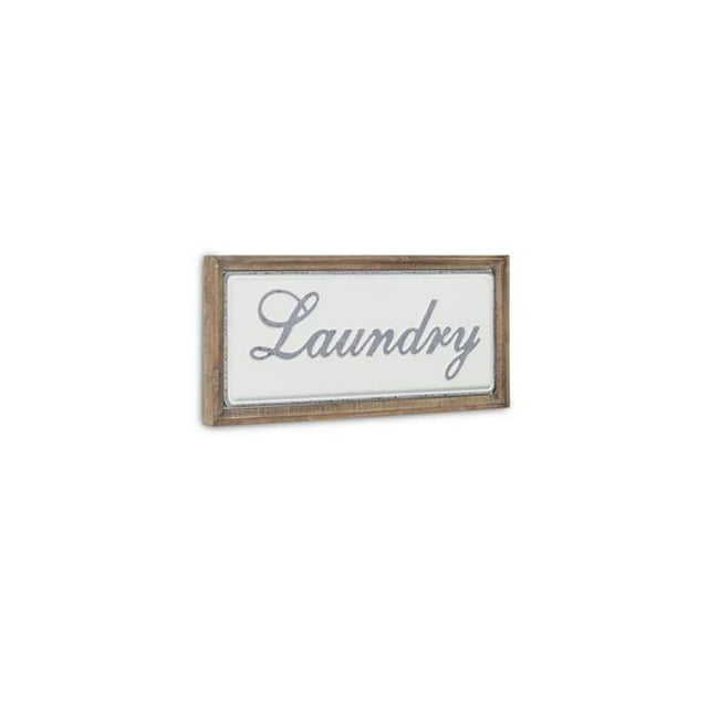 Cheungs 5489 Laundry Sign with Metal Backdrop & Wood Frame