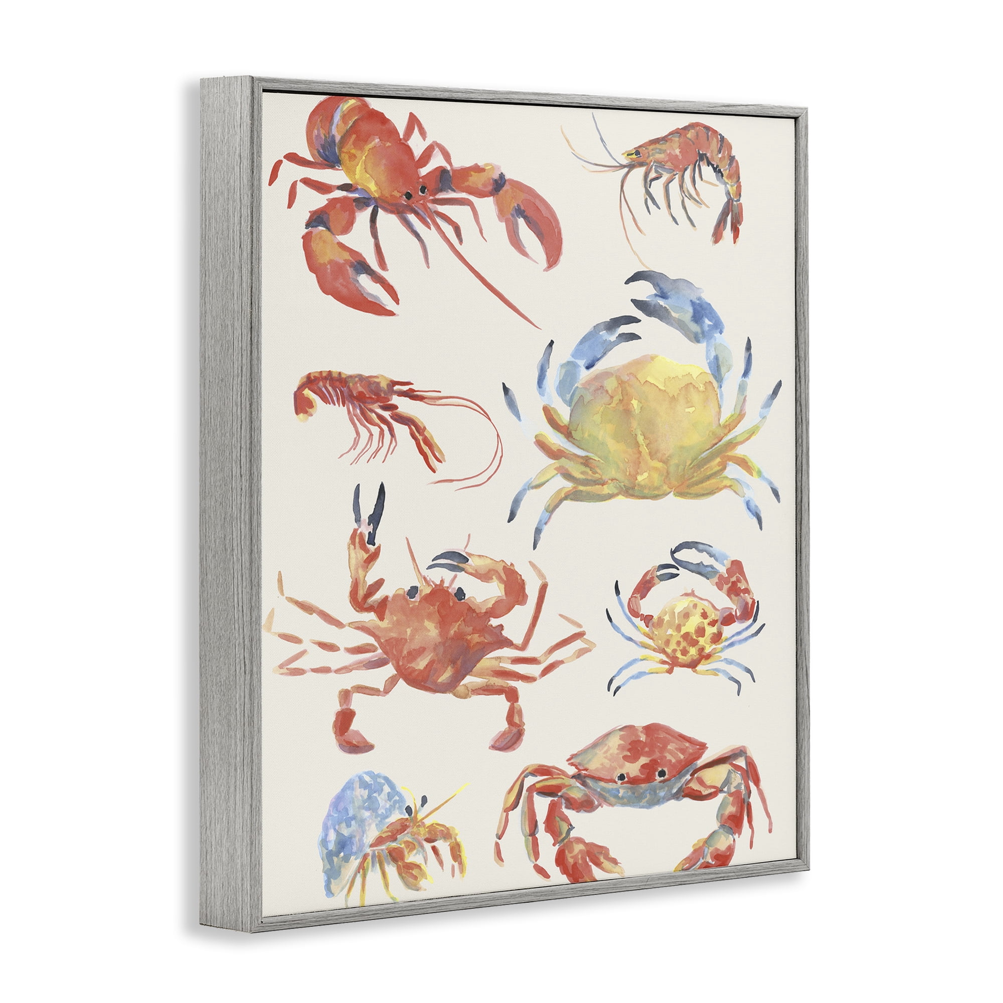 Stupell Industries Crab & Crustacean Collection Gray Framed Giclee Art, design by June Erica Vess