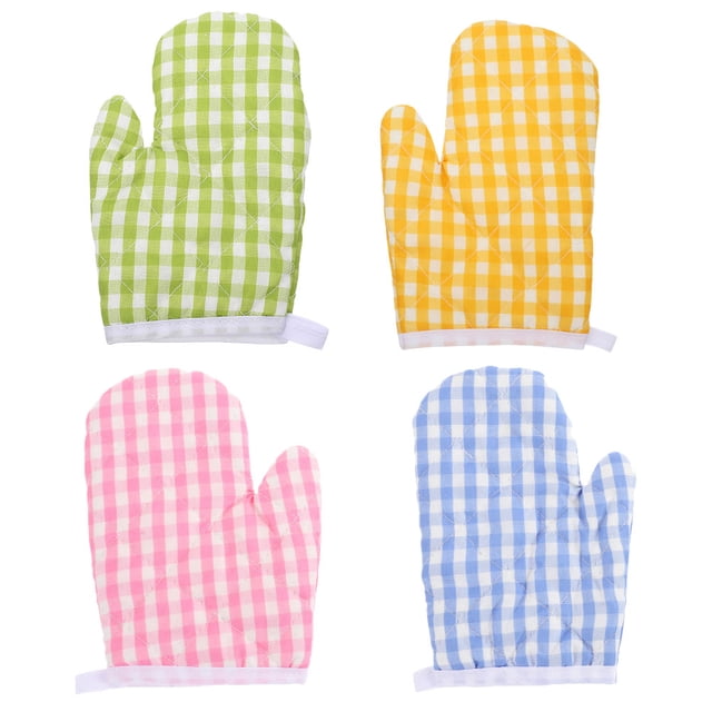 Shisuyan Oven Mitts For Kids Baking Heat Resistant Polyester 4Pcs 6.7X4.7X0.8In