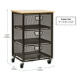 thumbnail image 4 of Mind Reader 3-Drawer Rolling Storage Cart, Office Organizer with Wood Top, Multipurpose Portable Cabinet with Wheels, Metal, Black, 4 of 8
