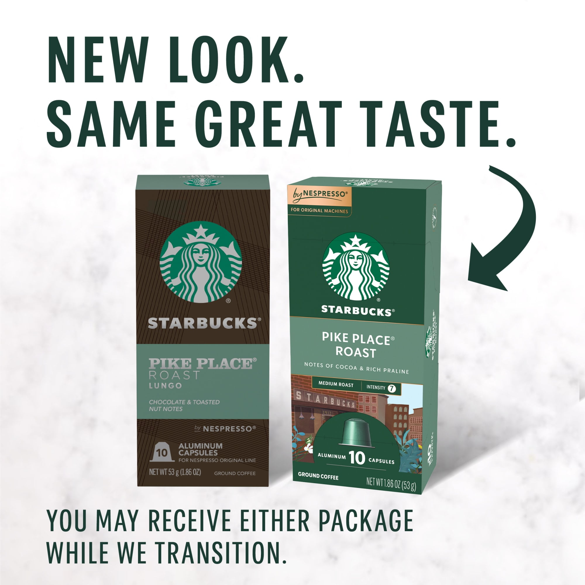 Starbucks By Nespresso Original Line, Pike Place Roast, Medium Roast Pods, 10 Count, 5 Pack