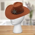thumbnail image 4 of Cowboy Hat Men Sun Protection Outdoor Sunshade Hat for Travel Beach Camping Brown, 4 of 8