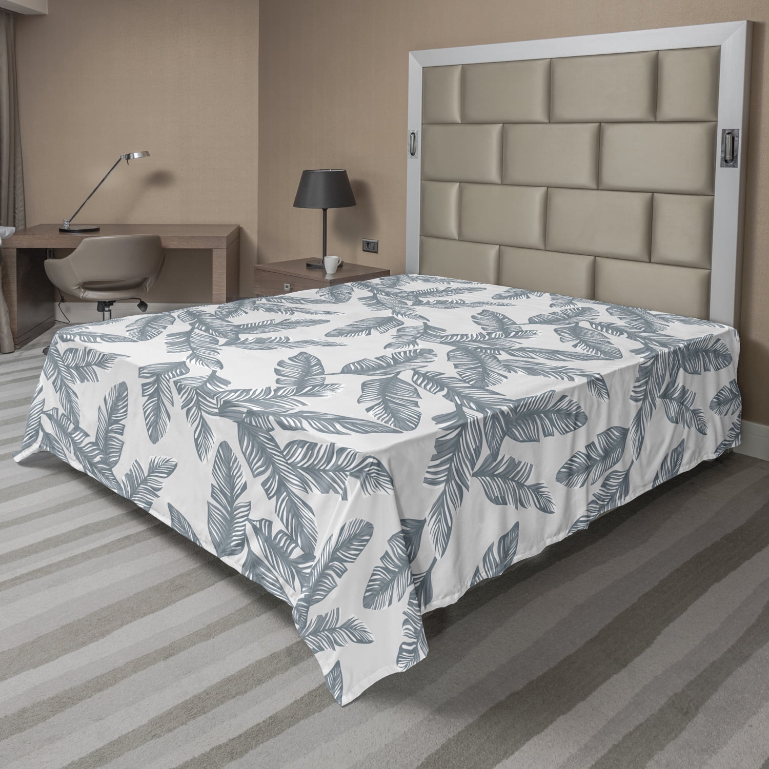 Tropical Flat Sheet, Banana Palm Leaves Pattern Foliage Hawaiian Jungle