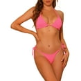 thumbnail image 1 of INSPIRAR CHIC Trajes de baño de mujer con tirantes, conjuntos de bikini de 2 piezas, parte inferior de triángulo con lazo, traje de baño pequeño color rosa intenso, 1 of 5