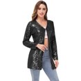 thumbnail image 3 of Manteau à Paillettes Ouvert pour Femmes Blazer Las Vegas Fête Club Veste Cocktail, 3 of 5